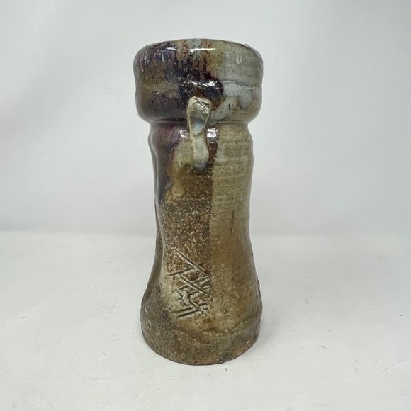 Ironstone Vase Hand Thrown Pottery Double Handle Unmarked 10.25" Tall - Picture 2 of 16